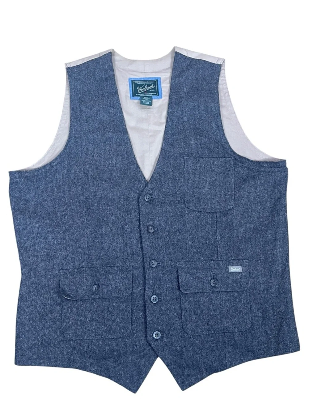 Woolrich Ruxton Herringbone Wool Vest Mens Large Grey Button Front Gentleman - Picture 1 of 7